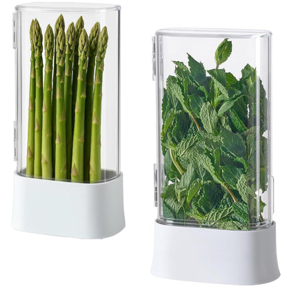 vacane Green Saver Herb Keeper – Refrigerator Storage Container for Cilantro, Asparagus, Fresh Herbs, Dishwasher Safe, Extends Freshness 10 Days – 2 Pack