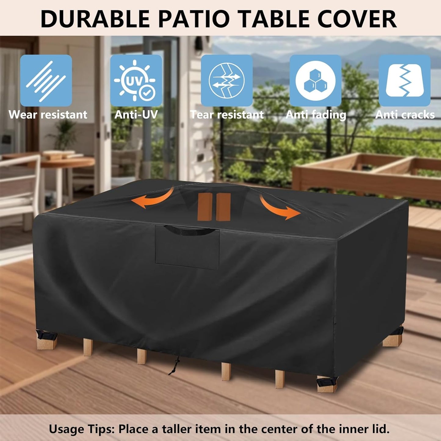 GardenCover 96" 48" 28" 8-10 Patio Furniture Cover L x W x H - Heavy Duty Outdoor Patio Table & Chair Cover, Waterproof