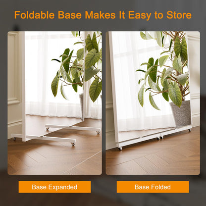 brisafe Rolling Full-Length Standing Mirror with Wheels, 71" x 43"Oversized Shatterproof Nano Material, No Assembly Required, Easy Move for Home Gym, Dance & Yoga Studio, Silver