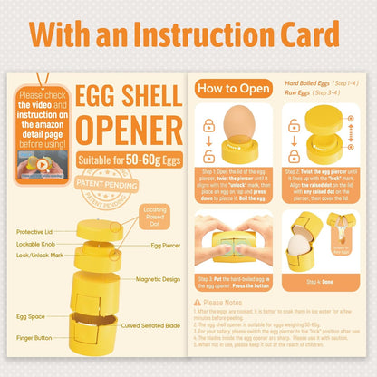 2 1 Innovative in Egg Shell Opener, Hard Boiled Egg Peeler Cracker with Piercer, Cute Egg Separator for Raw Eggs, Home