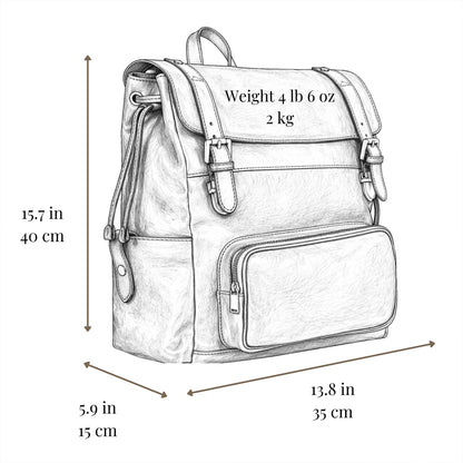 Time Resistance Leather Backpack - Full Grain Real Leather Travel Bag and Carry-On Rucksack (Black)