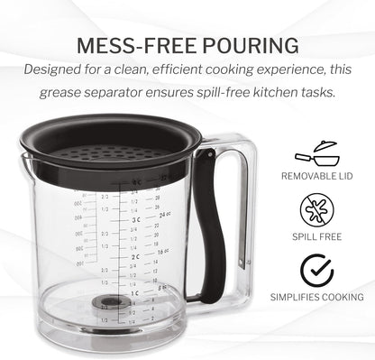 Amco 32oz Grease Separator, Bottom Release, Mess-Free Pouring, Dishwasher Safe