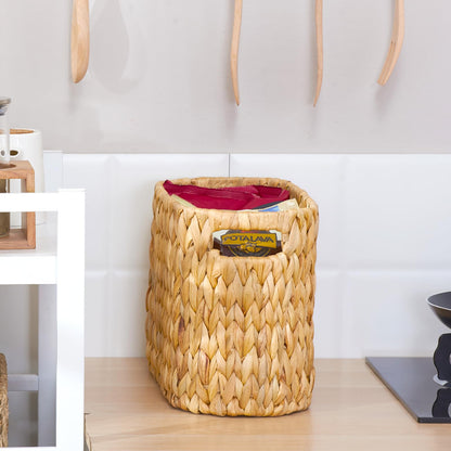 ELONG HOME Toilet Paper Storage Basket, Water Hyacinth Wicker Storage Holder for 6 Rolls Toilet Paper with Built-in Handles
