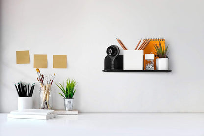Made in USA Black Stick-On Removable Adhesive Floating Wall Shelf, Durable Textured ABS Plastic with Lipped Edges