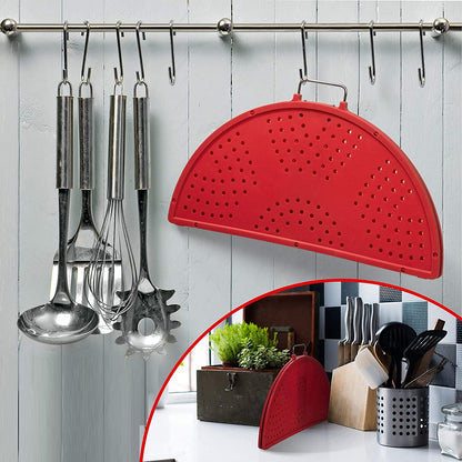 K KIRKWOOD KITCHEN Splatter Screen for Frying Pan Foldable Grease Splatter Guard Silicone Splatter Shields Multifunction Oil Screen for Skillet with Folding Handle Bacon Splatter Screen Strainer