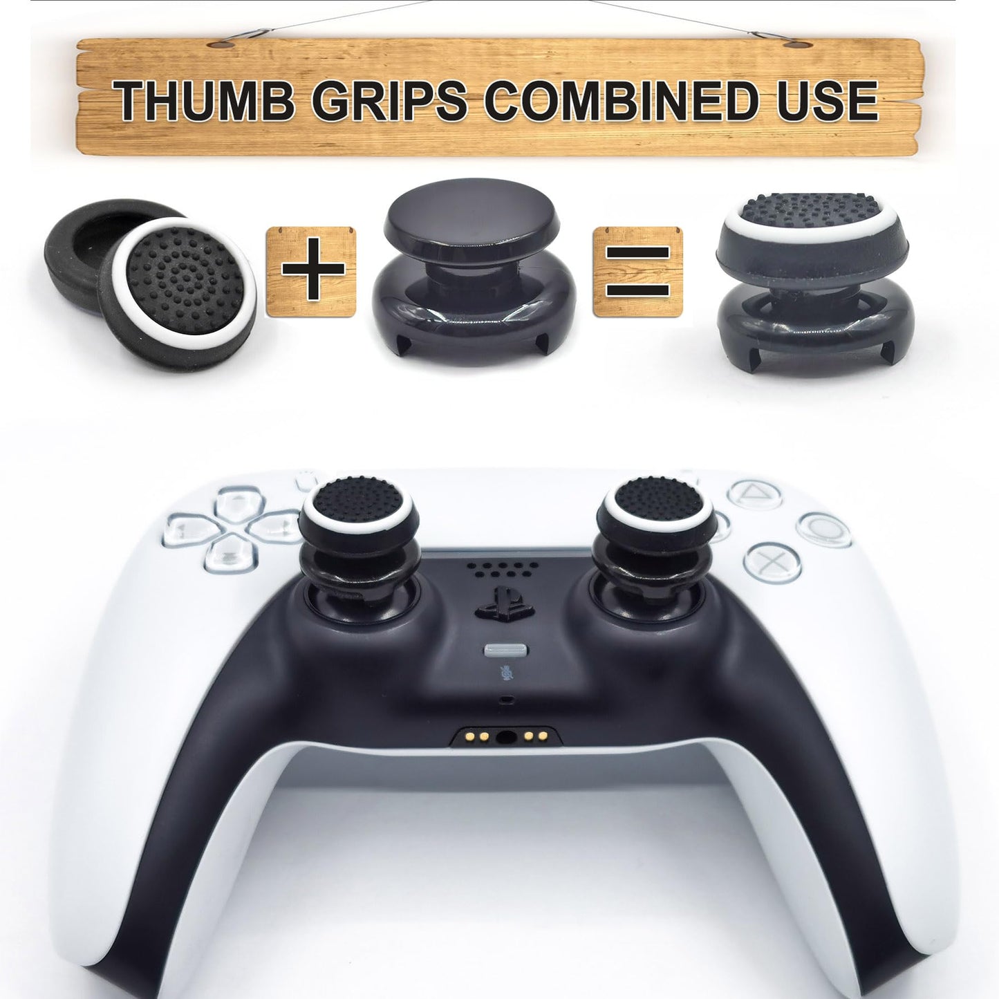 ZHI-NYLLDJS FPS Thumb Grips for PS5,for PS4 Thumb Grip Caps,Controller Assist/Precision Rings for PS5/4,Case,(FPS Thumb Grips,Stick Caps,Precision Rings) Black Set(22pcs)