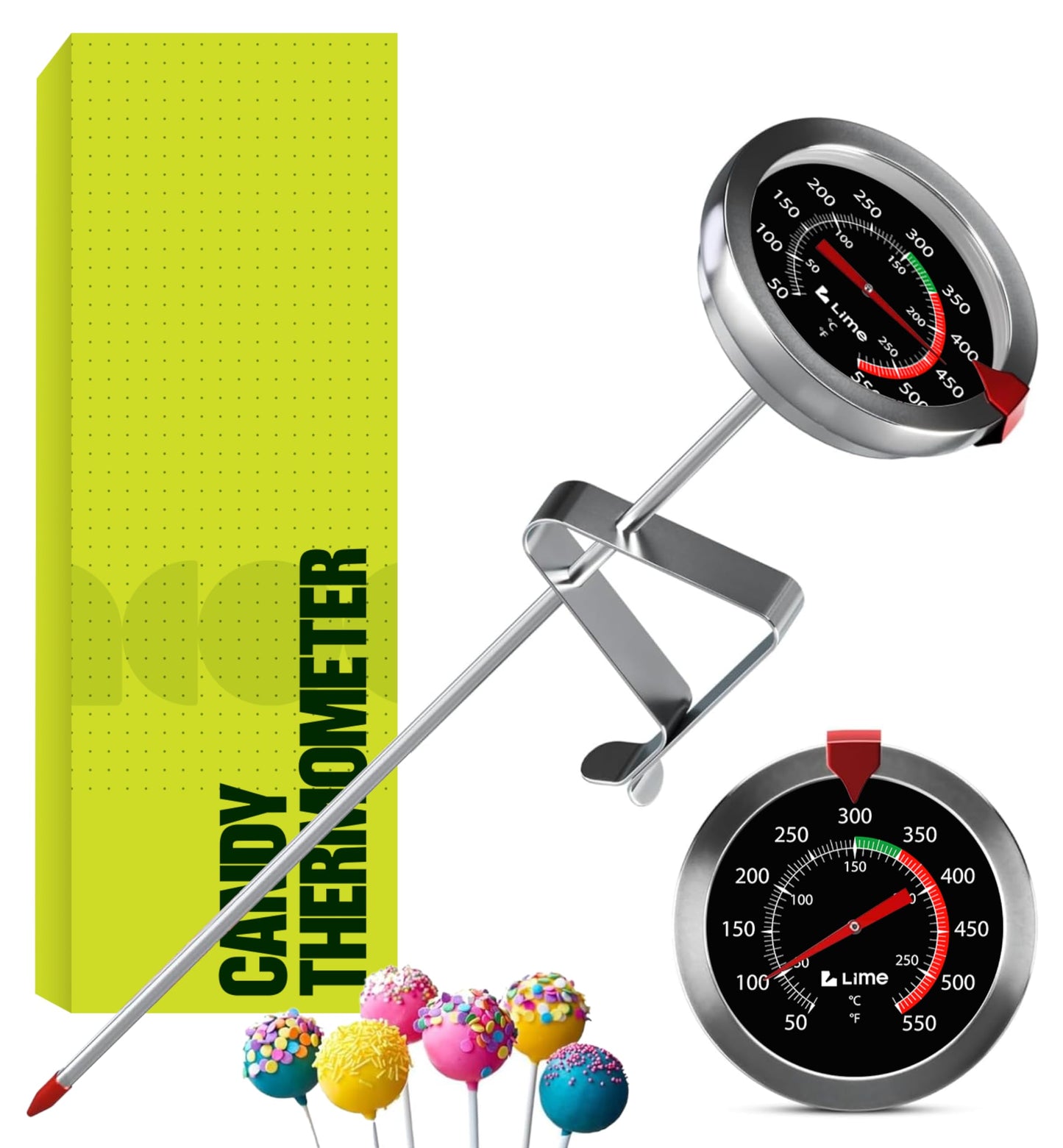Craft911 Candy Thermometer with Pot Clip - Deep Fry Oil Thermometer for Frying and Candle Making (Black)