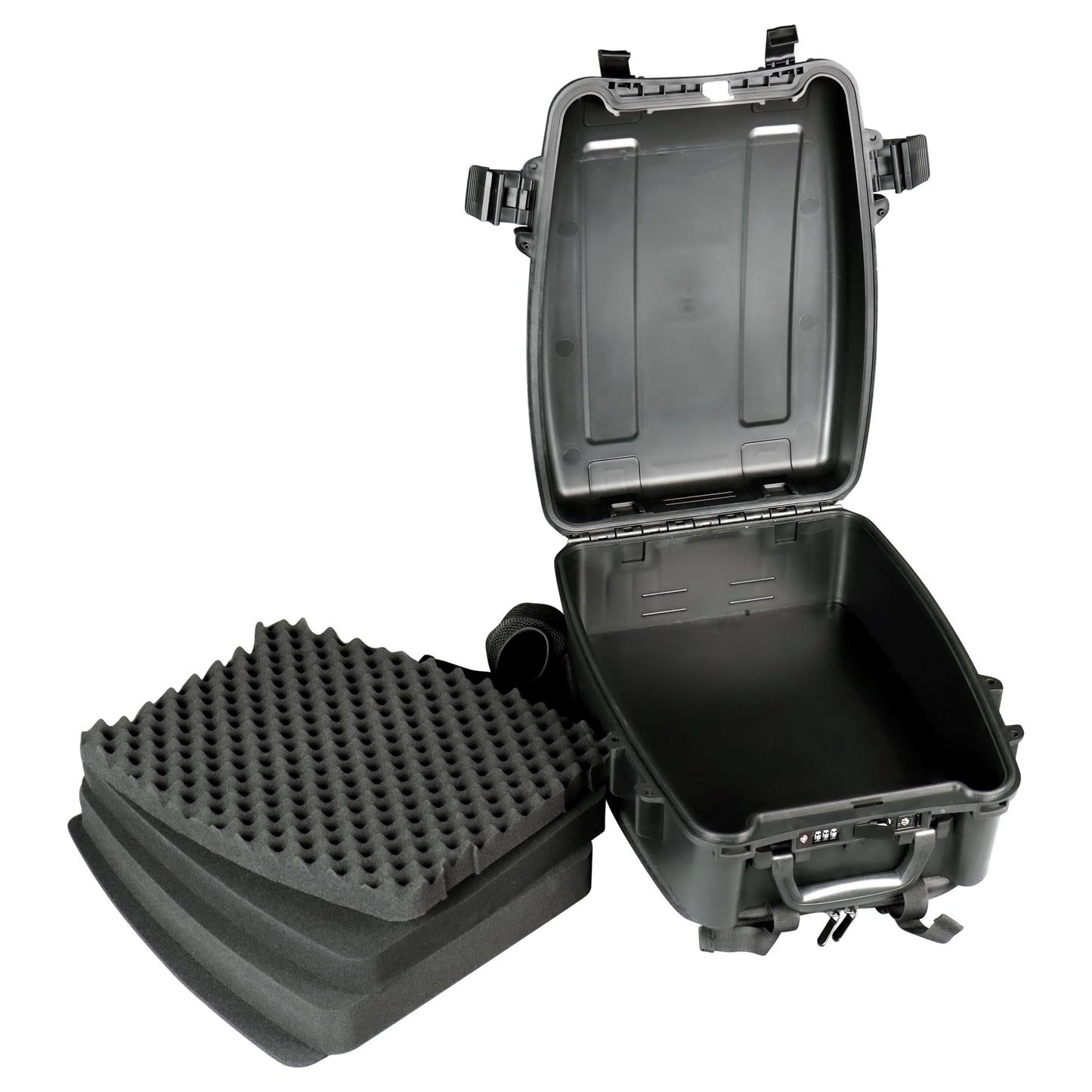 EPDEDICATED Waterproof Hard Case for DSLR Cameras and Drones with Customizable Foam, TSA Ready Lock, Carry On Size Camera Backpack (Black)