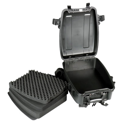 EPDEDICATED Waterproof Hard Case for DSLR Cameras and Drones with Customizable Foam, TSA Ready Lock, Carry On Size Camera Backpack (Black)