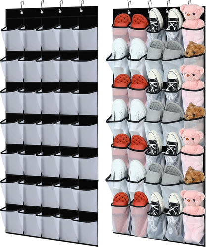 2 70 Closet 35 Windyun Pcs Large over The Door Shoe Organizer Hanging Shoe Rack for Holder Black Mesh Pockets Back