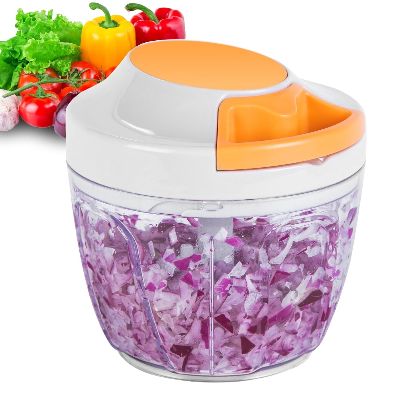 Manual Food Processor Vegetable Chopper, Portable Hand Pull String Garlic Mincer Onion Cutter for Veggies, Ginger, Fruits, Nuts, Herbs, etc., 650ml
