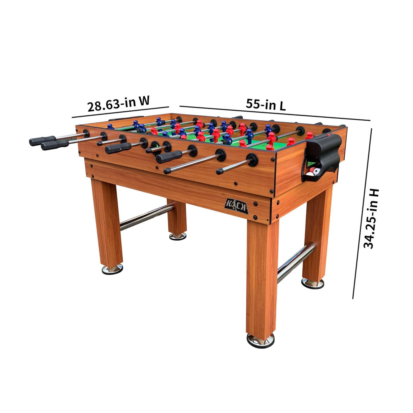 KICK Pentacle 55" 5-in-1 Multi Game Table (Brown) – Foosball, Billiards/Pool, Push Hockey, Shuffleboard & Bowling