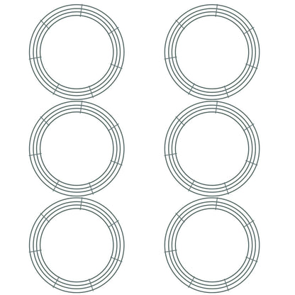 Sumind 6 Pieces 14 Inch Wire Wreath Frame Round Wreath Metal Wire Rings Dark Green Making Rings for Christmas Floral Home Party Decoration DIY Crafts