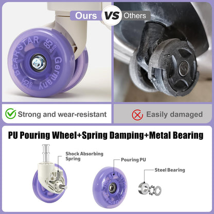 ROPLUS Aluminium Frame Checked-Luggage with Smooth Jelly Wheels, Hardside Zipperless Rolling Suitcase with TSA Lock (WhitePurple, 28-Inch)