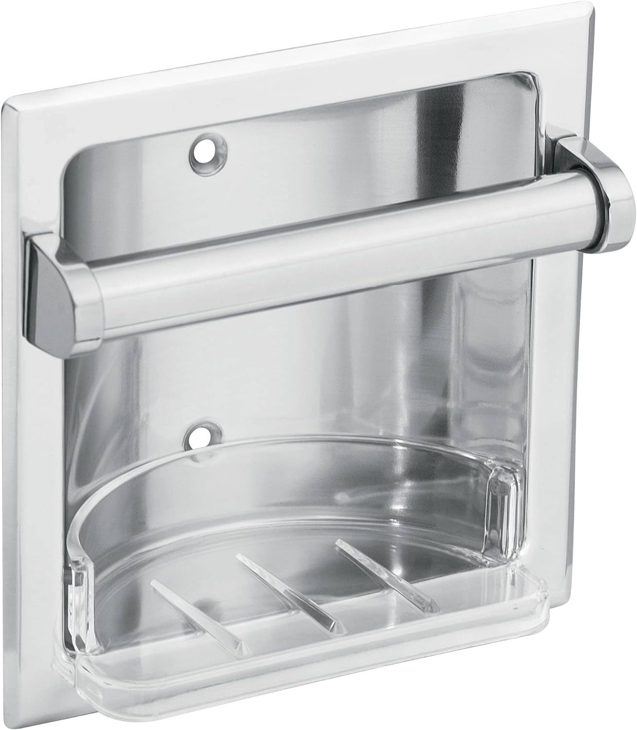 2565CH Commercial Moen Donner Soap Holder with Grab Bar, Recessed Mount, Chrome