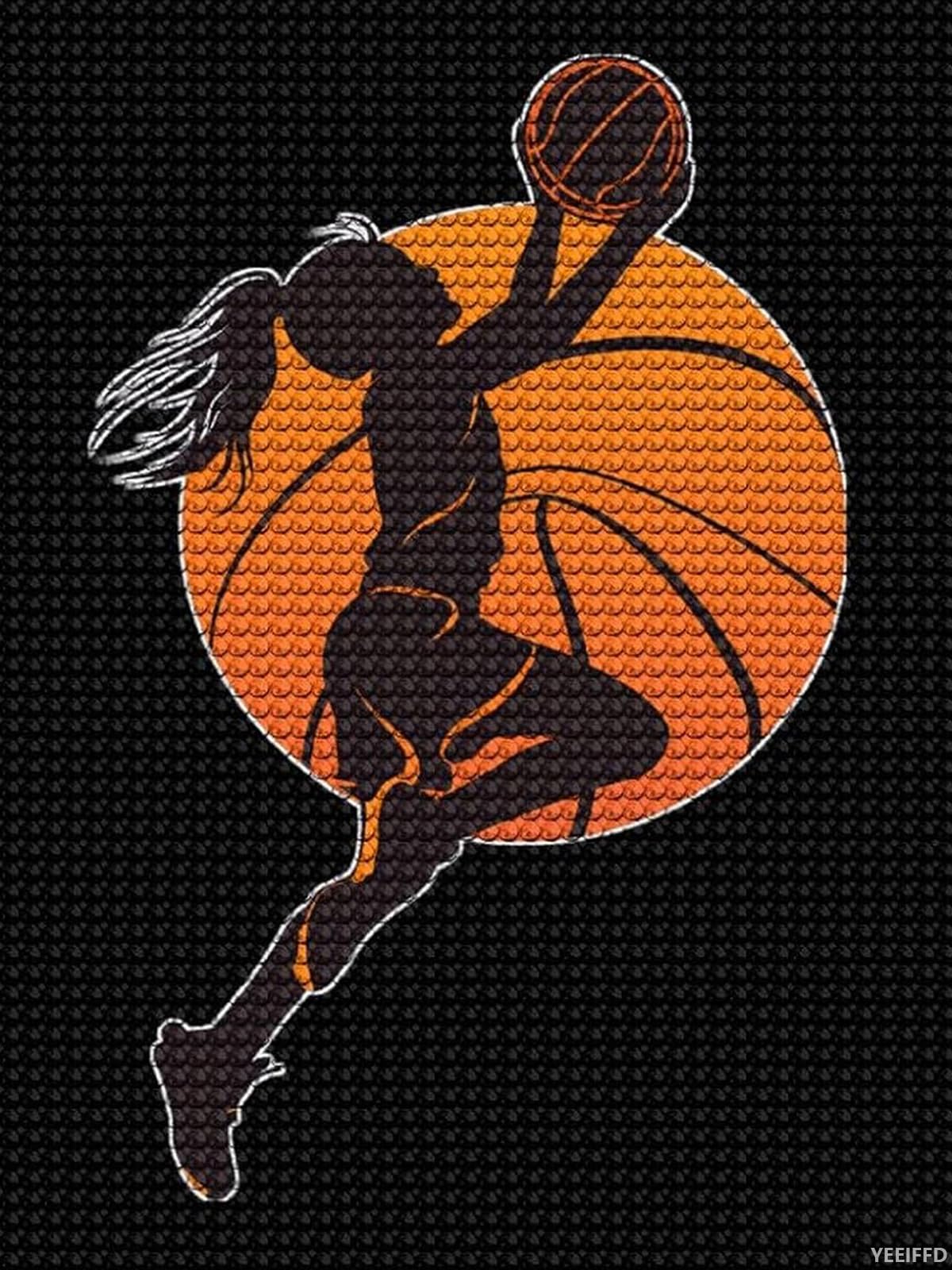 YEEIFFD Basketball Woman Adults Diamond Painting Pictures DIY Art Crafts Kits for Home Wall Decoration 12x16 Inch