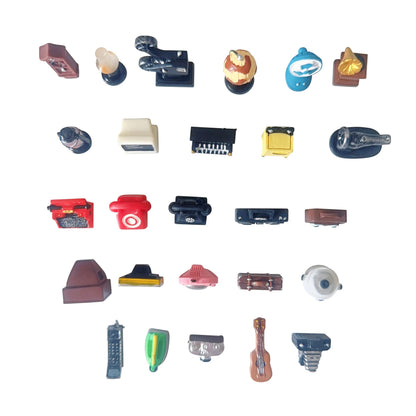 SIX VANKA 25pcs Miniature Resin Retro Home Appliances Decoration Sets Cameras Telephone Photo Props DIY Pretend Play Doll House