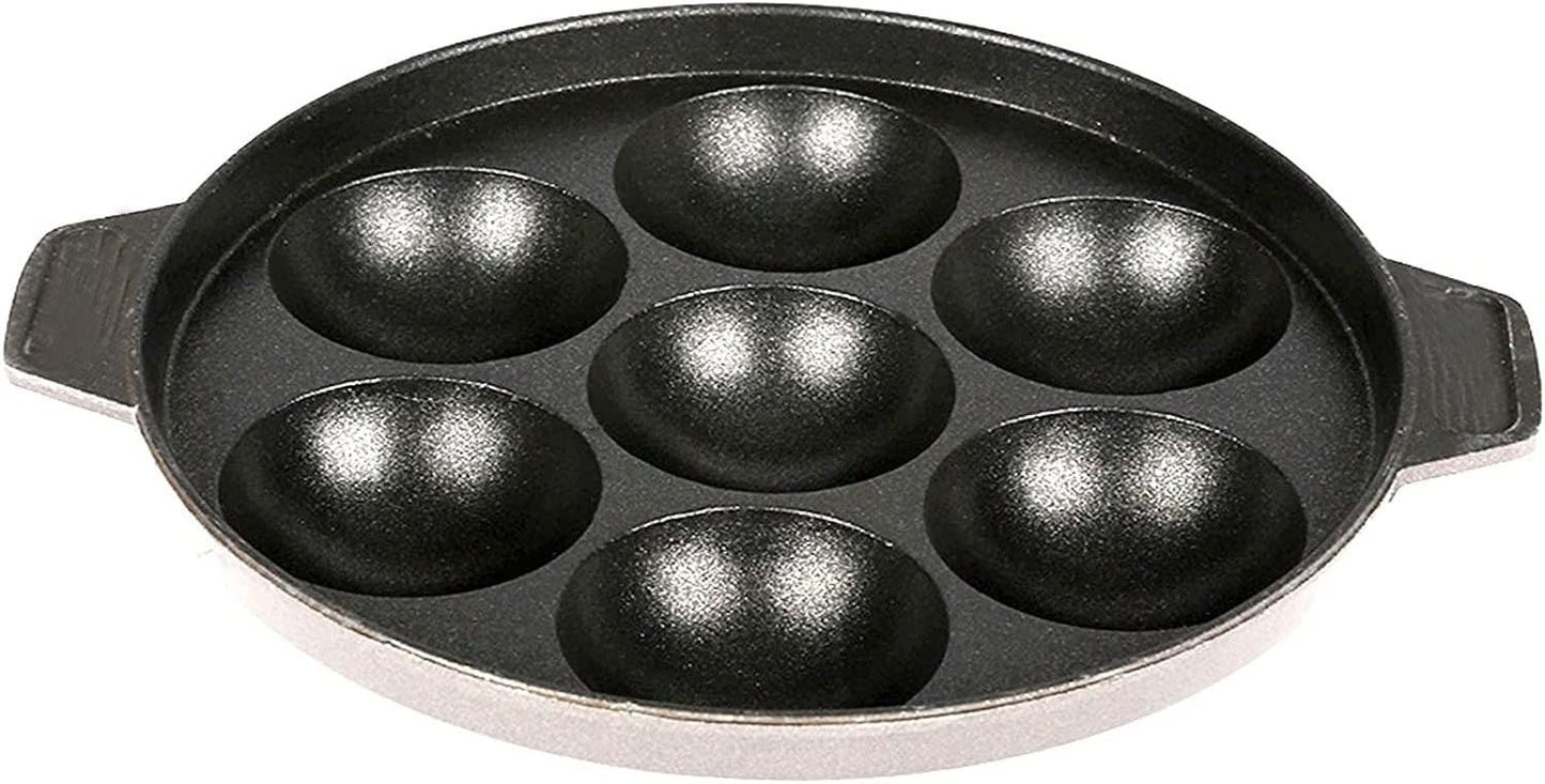 G & D Non Stick Appam Pan, 7 Pits Appam Maker with Stainless Steel Lid