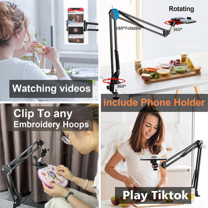 Rotated Cross Stitch Stand Embroidery Hoop Holders Cross Stitch Holder Stand Metal Lap Embroidery Stand Lap, Hand Embroidery Hoop Stand Lap Suitable for Cross Stitch Kit and Embroidery Frame