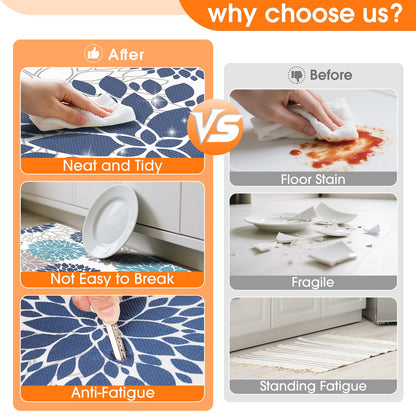 StepLively Kitchen Mats, 2PCS Kitchen Rugs, Cushioned Anti Fatigue Kitchen Mats for Floor, Kitchen Accessories Non-Slip Waterproof Kitchen Rug Set for Sink, Kitchen, Laundry, 17.3"×30"+17.3"×47"