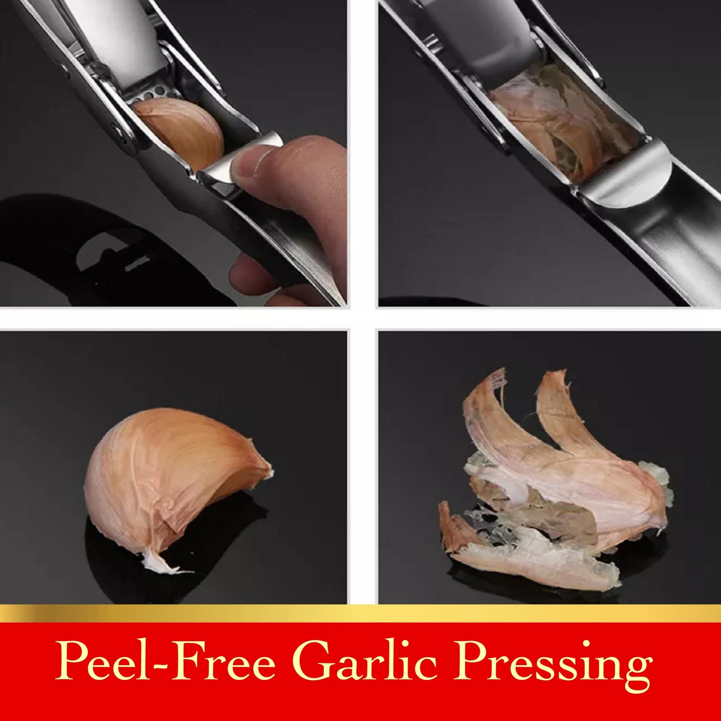 Coolklick Heavy Duty Garlic Press, No Peeling Needed, Stainless Steel Professional Garlic Mincer & Crusher, Dual Lever-Assisted Design with Large Capacity Chamber for Effortless Garlic Crushing.