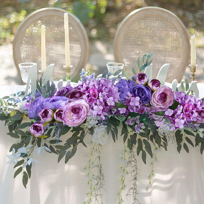 Felice Arts 12" Purple Hydrangea Silk Flowers Bouquet - Artificial Peonies for Wedding, Home Centerpieces