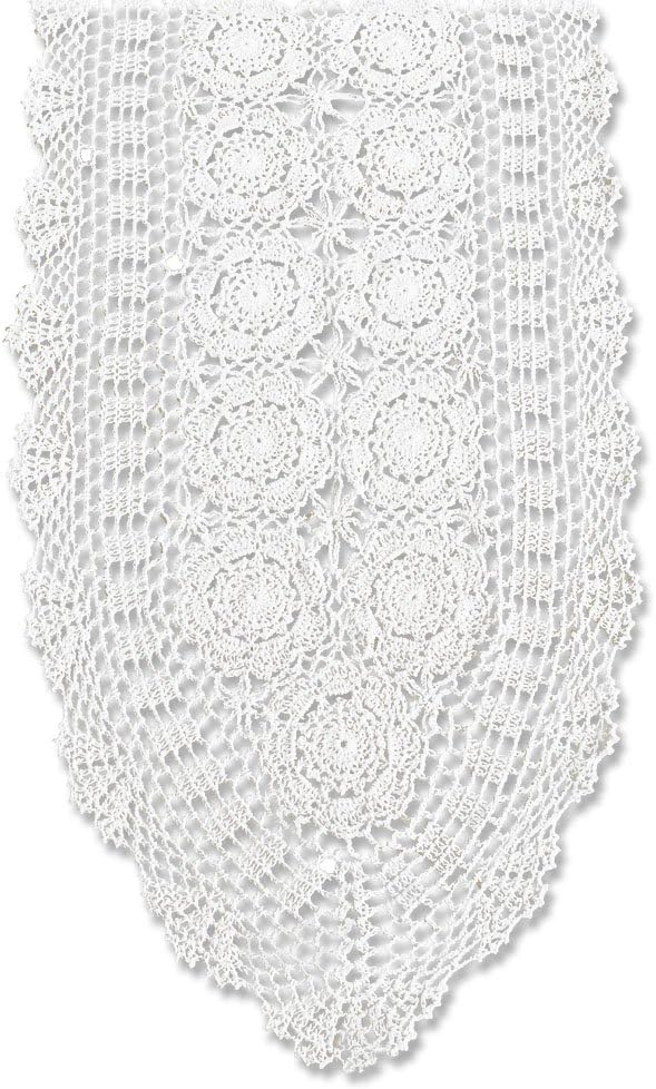 14x72 inch KEPSWET Cotton Handmade Crochet Lace Oval Table Runner Dresser Console Coffee Table TV Stand Decor White