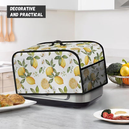 Crock for Pot Cover 6-8 qt, Yellow Lemon Slow Cooker Dust Cover with Pocket for Accessories