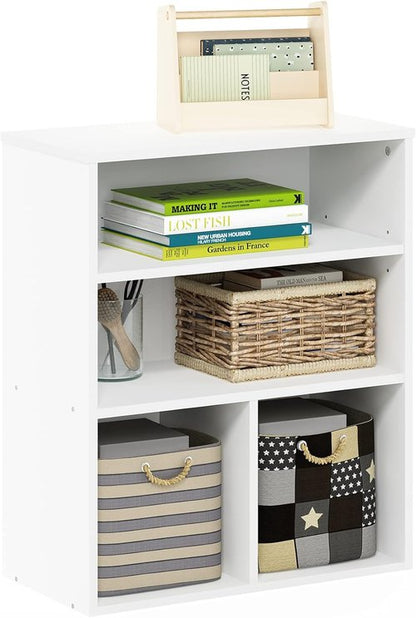 Furinno Pasir 3-Tier Display Bookcase - Stylish White Storage Solution for Home or Office
