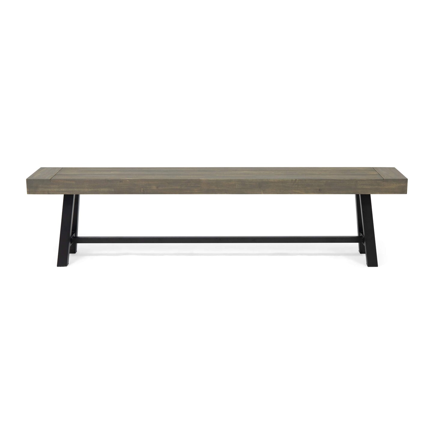 Christopher Knight Home Carlisle Outdoor Acacia Wood Picnic Dining Set, Gray and Rustic Metal