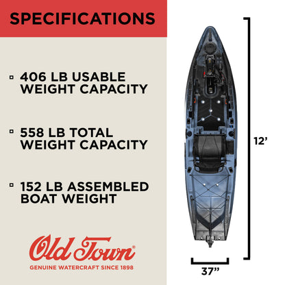 Old Town Sportsman AutoPilot 120 Solo Sit-on-Top Fishing Motorized Kayak, with Minn Kota Motor, 12 ft, Steel Camo