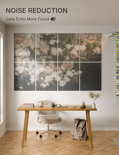 Wall Art Acoustic Panels,70''×47''Sound Absorbing Panels-8-Pack with 60 Adhesive Tabs, Decorative Sound Absorbing Panels for Living Room and Recording Studio, Offices-Garden in May