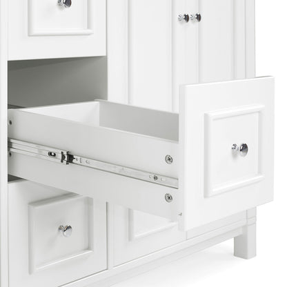 Alaterre Furniture Williamsburg 60 Inch Double Sink Bathroom Vanity - Freestanding Cabinet Without Top - Large Soft-Close Wood Vanity (White)