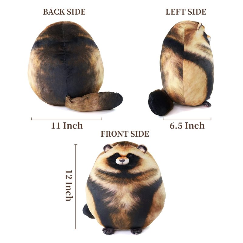 Raccoon Plush, 10" Raccoon Stuffed Animal, Cute Plushies for Girls, Soft Plush Pillow, Kitten Throw Pillow Doll Big Plush Toy Decoration Doll Gift for Kids Boys Birthday Christmas