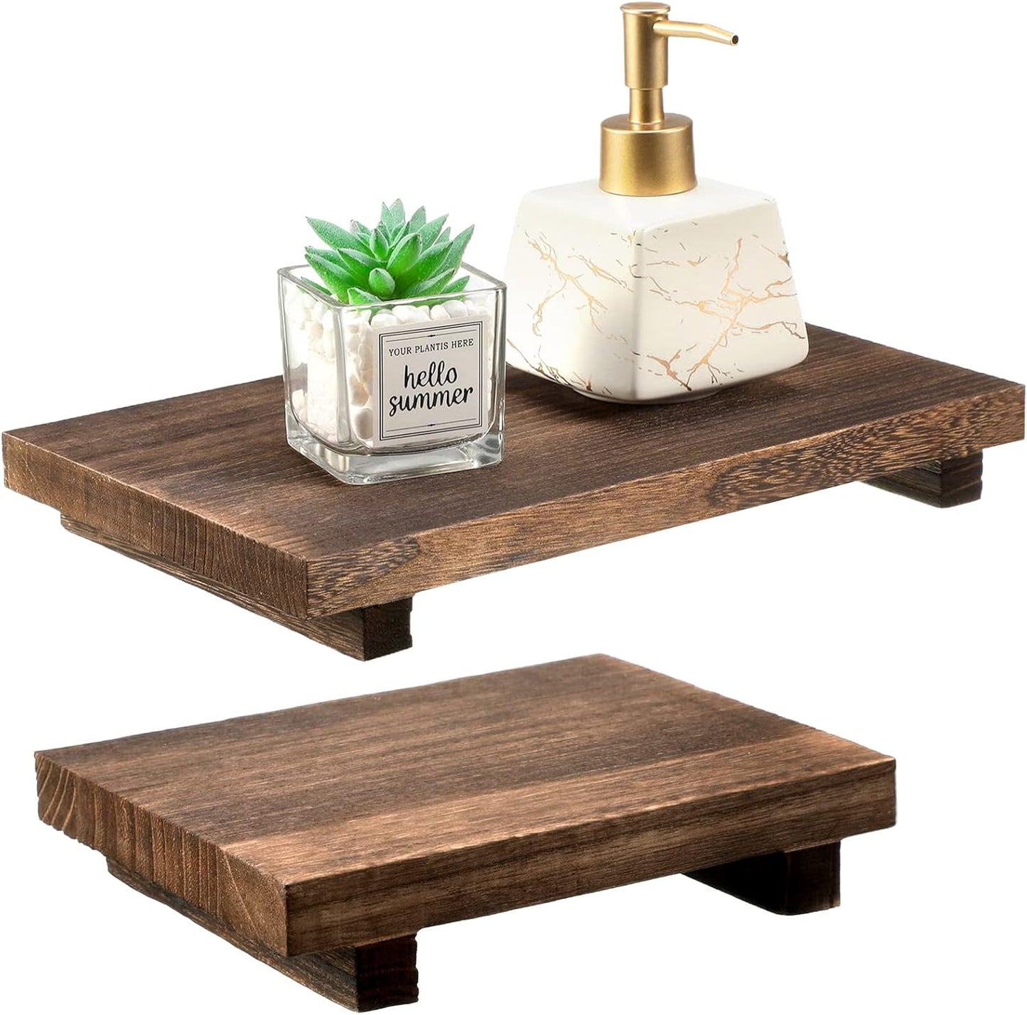 2 Counter Tiamon Pcs Wood Pedestal Stand Riser Wood Riser Soap Stand for Bathroom Farmhouse Soap Tray for Home Kitchen