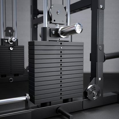 RitFit M2 Smith Machine with Cable Crossover System, 3D Functional Trainer & Power Cage, 16 Adjustment Holes, 6 Storage Pegs for Full-Body Home Gym(M2 Pro Black)