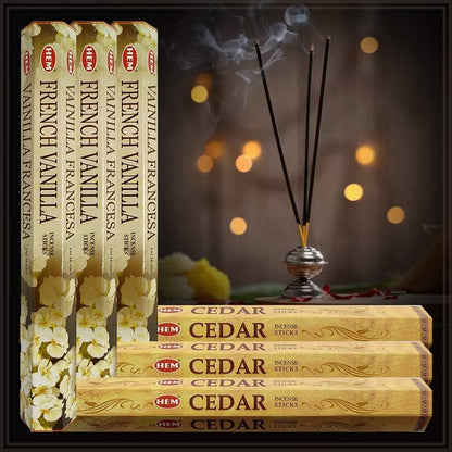TRUMIRI French Vanilla & Cedar Incense Sticks Bundle - 120 Count, 6 Sets of 20 Sticks Each