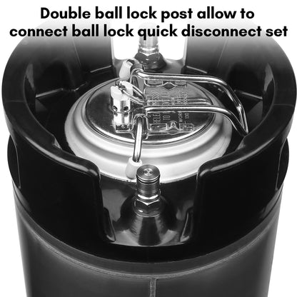 TMCRAFT New 5 Gallon Ball Lock Keg, Stainless Steel Beer Keg with Dual Rubber Handle for Home Brew- 2 Pack