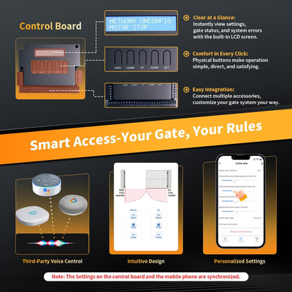 TOPENS XD852S Smart Gate Opener for Heavy Duty Solar Dual Swing Gates Up to 18ft per Arm, Automatic Gate Opener with App Control AC Powered Remote Control Kit Solar Panel Included