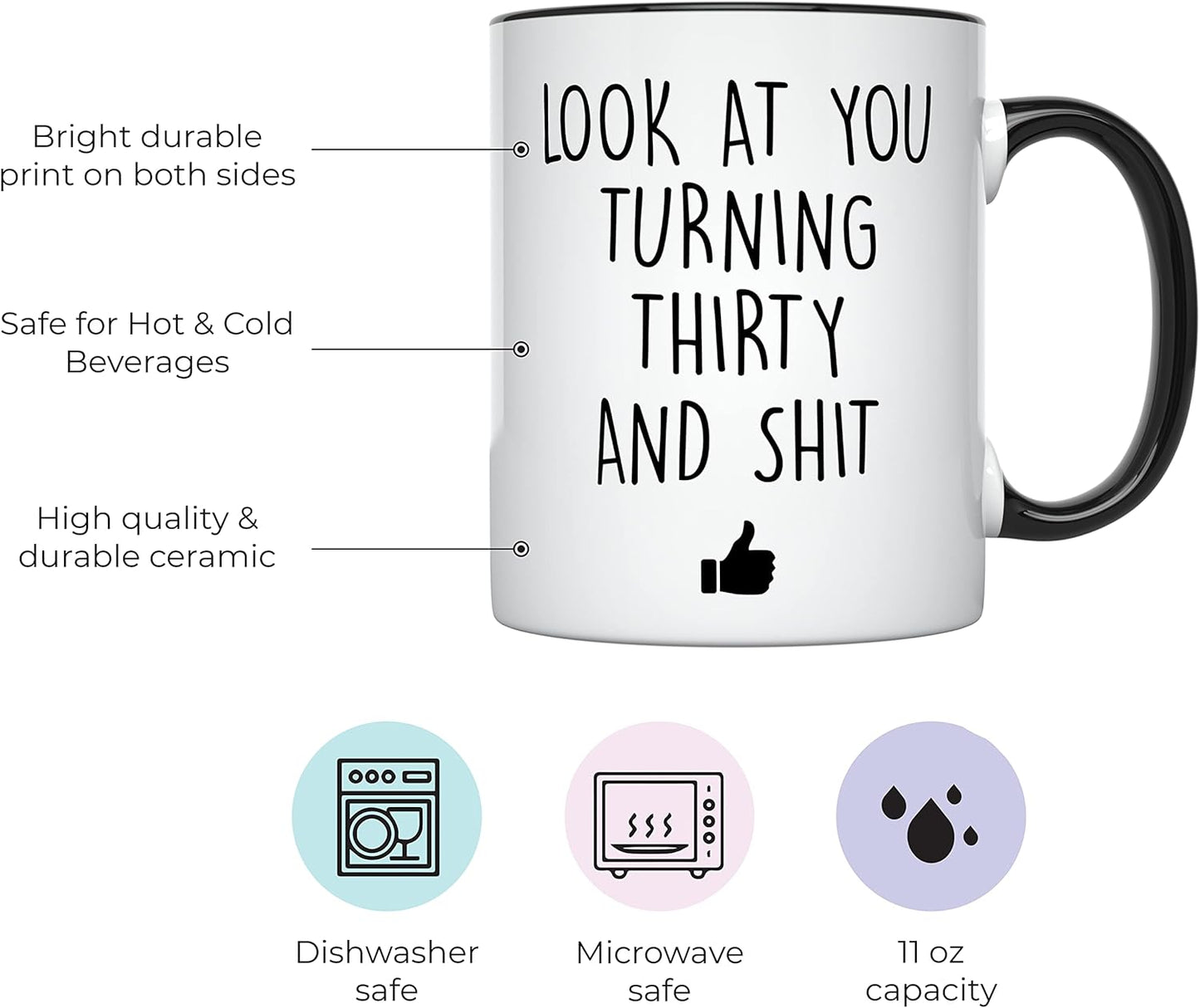 YouNique Designs Funny Turning 30, 30th Birthday Coffee Mug for Him, 11 Ounces, Cup for 30 Year Old Men