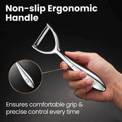 Vegetable Peeler, Premium Stainless Steel Potato Peeler, High Tensile Ultra Sharp Blade Fruit and Food Slicer, Y Shaped with Ergonomic Non-Slip Handle, Dishwasher Safe with 5 Years Warranty