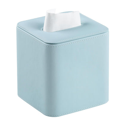 MEIBOOCH PU Leather Tissue Box Cover with Magnetic Closure, Square Tissue Box Holder with Rounded Edges Design (Blue, Square)