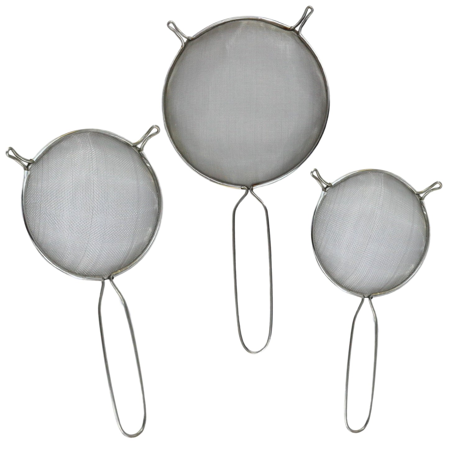 Mesh Strainers - Stainless Steel Fine Mesh Strainer - Colander-Skimmer with Handle - Sieve Sifters for Food - Strainer Sieve - Set of 3 Kitchen Strainers