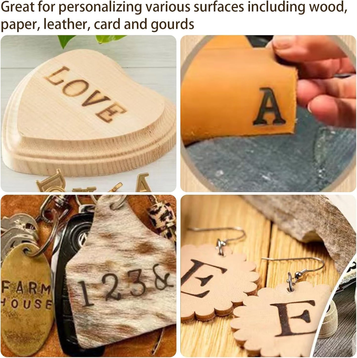 Uppercase Alphabet Set for Branding and Personalization of Wood, Leather, and Other Surfaces