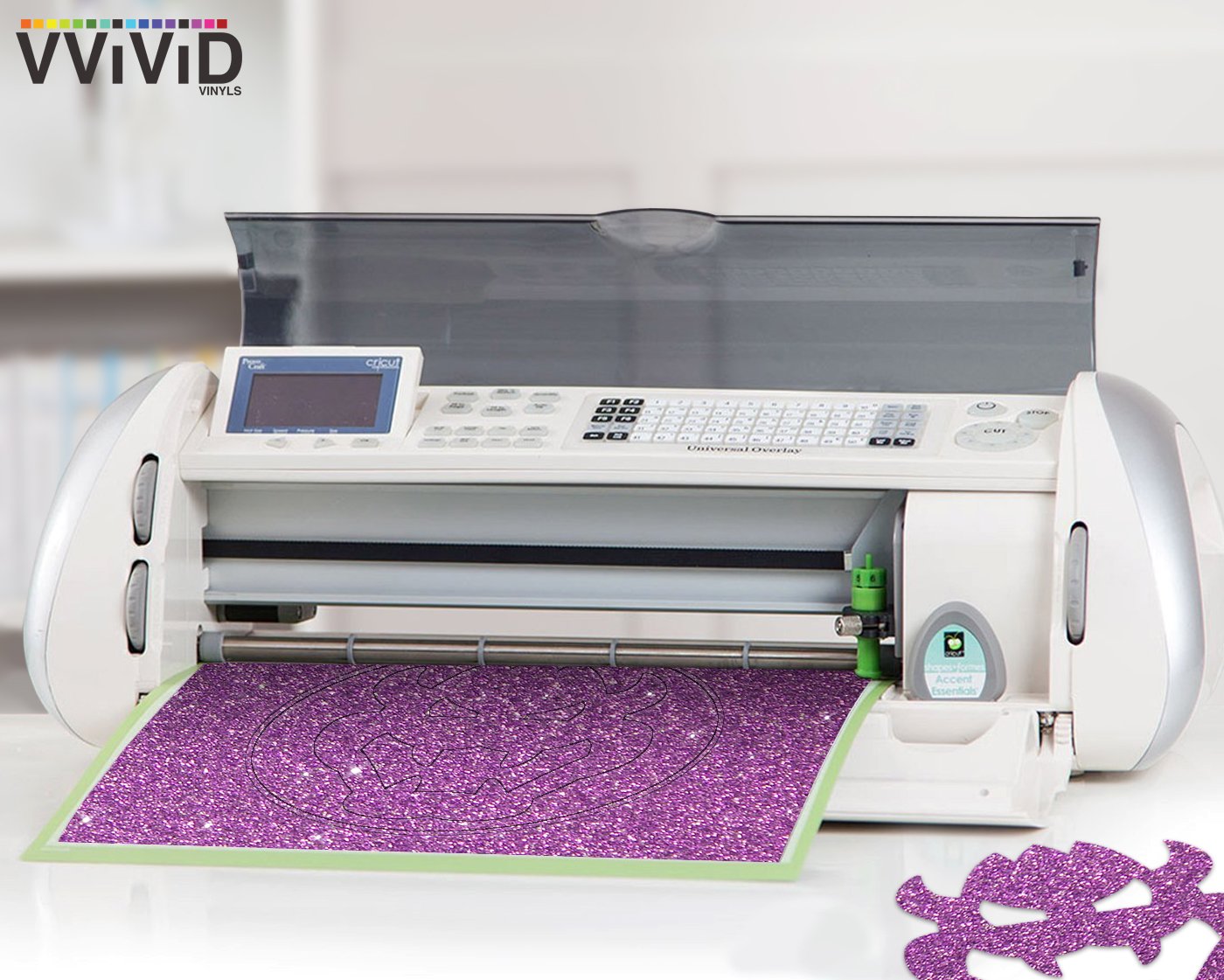 VViViD Glitter Purple DECO65 Permanent Adhesive Craft Vinyl Roll (15ft x 1ft)