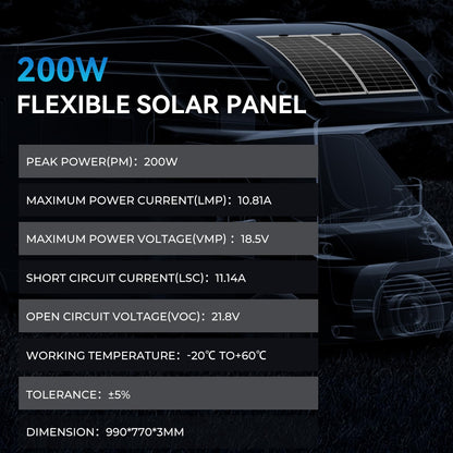 200W Flexible Solar Panel 23.5% High Efficiency Monocrystalline – Ultra Lightweight & Bendable, Perfect for RV Boat Van Off-Grid Power Systems (200W 1pack)