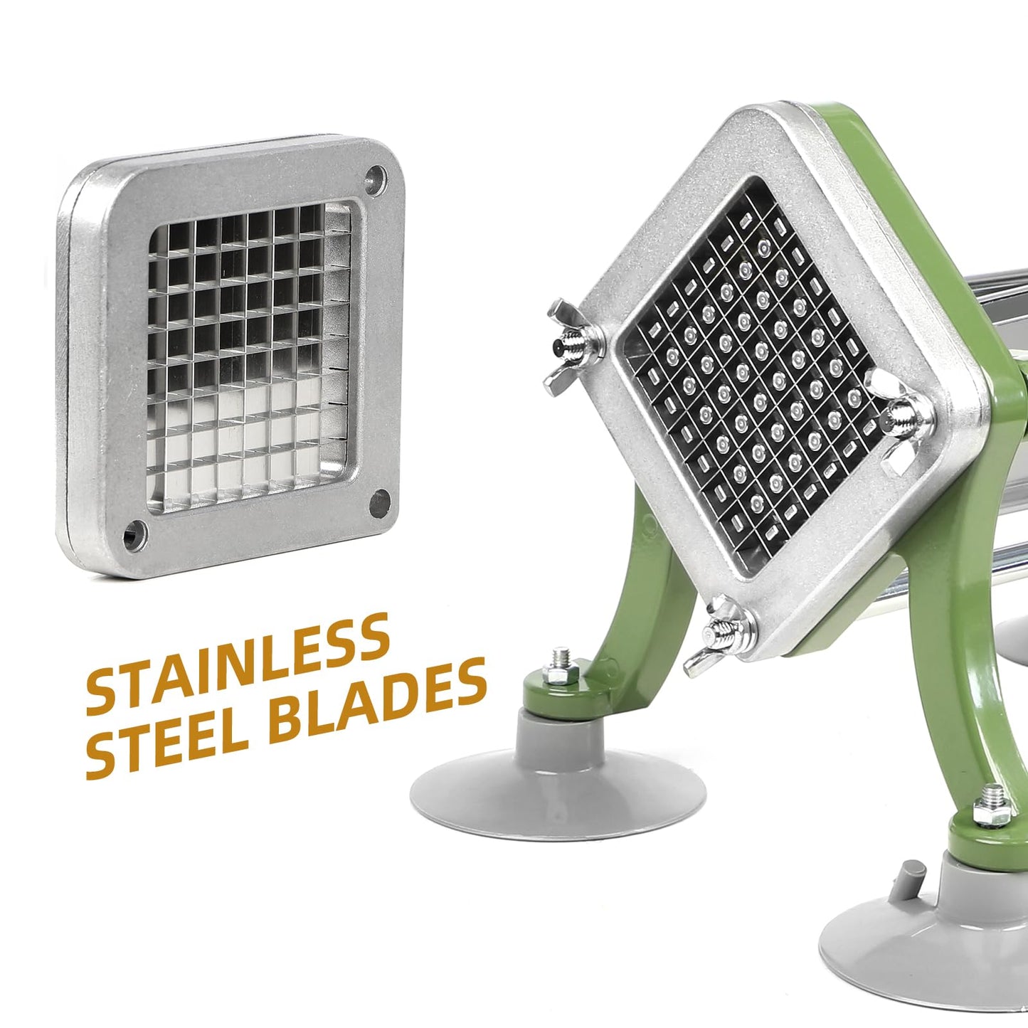 French Fry Cutter Commercial Potato Slicer with Suction Feet Complete Set, Includes 1/4", 3/8",1/2",8 Pieces,6 Pieces