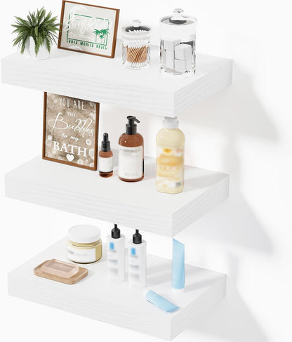 12x7x1.5 Set 3) Floating Shelves for Wall, Bathroom Shelves Over Toilet, Wall Shelves & Book Shelf for Room, Hanging