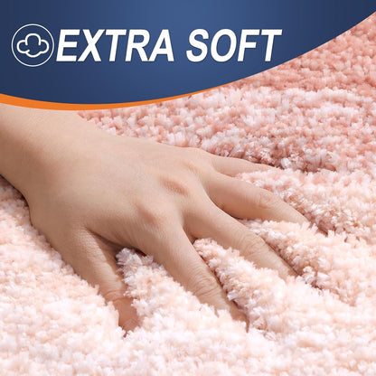 OLANLY Bathroom Runner Rug - Extra Soft Microfiber Mat, Quick Dry & Washable, 47x20 Inches, Peach