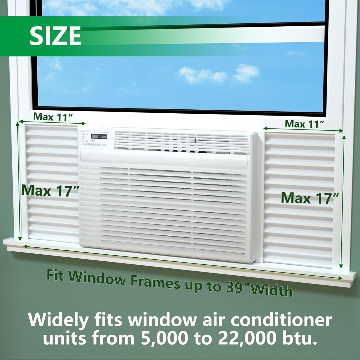 VACUUM002WHITE Window Air Conditioner Side Insulated Panel, 2PIC Insulation Panels Window Seal Kit with 4 Pressure